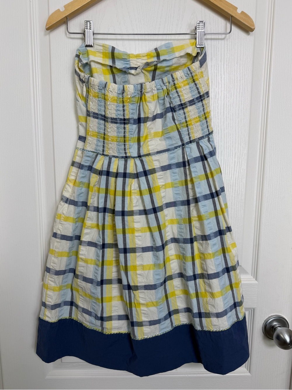 Vintage Y2K Juicy Couture Seersucker Madras Plaid Strapless Mini Dress Sz Small - Picture 4 of 10